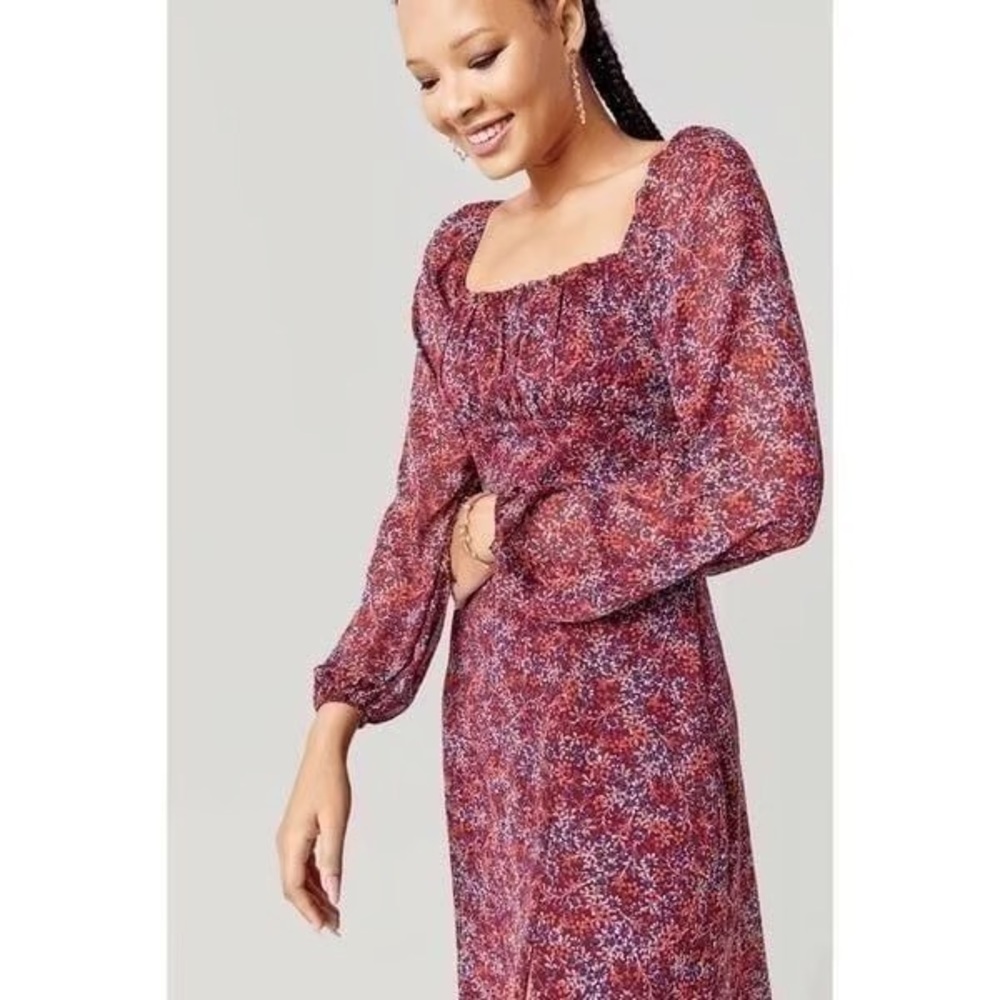 Floral Long Sleeve Midi Dress